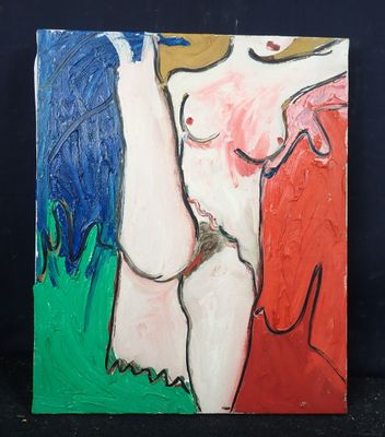 un tableau représentant une femme portant un chapeau sur la tête
