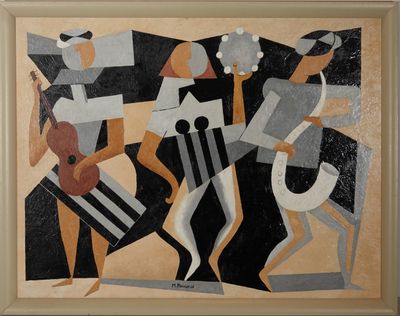 an image of a painting of a group of people playing instruments