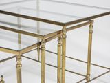 two tables that have glass tops on them
