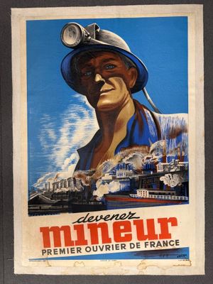 Devenez mineur. Affiche publicitaire.