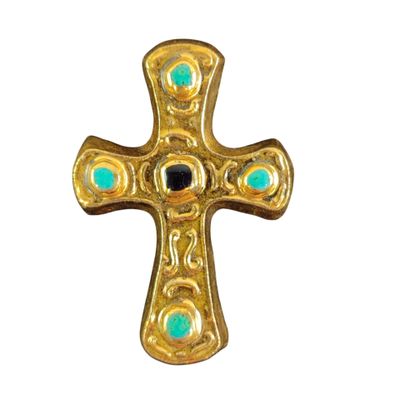 a close up of a cross on a white background
