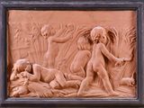 a picture of a relief of a woman and a child
