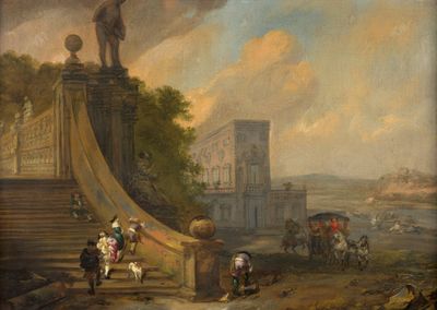 tableau représentant un homme dans une calèche