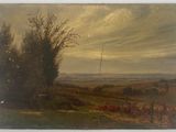 une image représentant un tableau représentant une vue d'un champ avec des arbres au premier plan