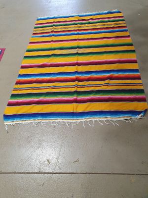 a colorful rug on the floor in a room