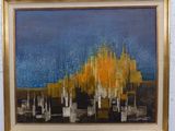 un tableau accroché au mur d'un immeuble
