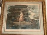 tableau représentant une femme dans un bateau avec des personnes à bord