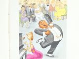 a drawing of a man in a tuxedo playing the piano