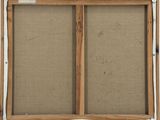 a close up of a painting of a window with a wooden frame