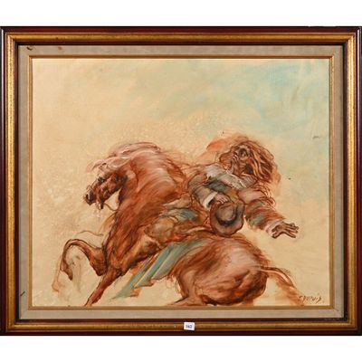 une image d'un tableau représentant un homme à cheval