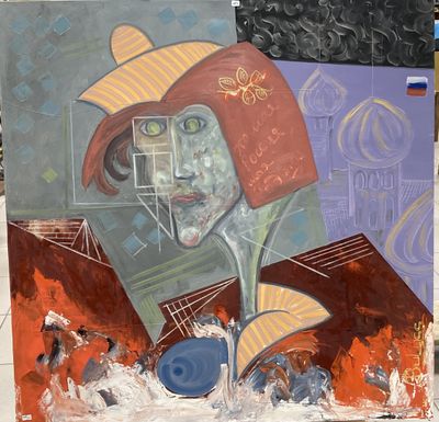 un tableau représentant une femme coiffée d'un chapeau rouge