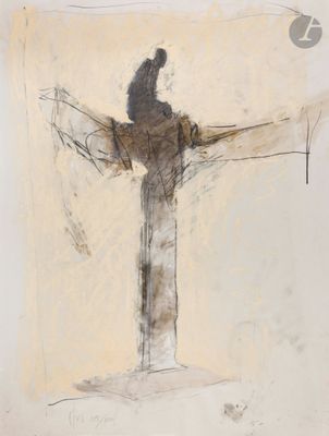 une image représentant un dessin d'un oiseau perché au sommet d'une croix