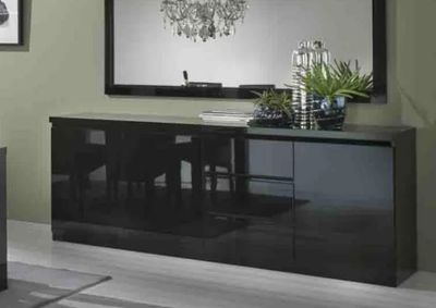Buffet ROMA 3 portes et 3 tiroirs, laqué noir, dimensions: L…