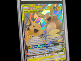 a close up of a pokemon card in a plastic holder