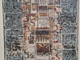 une image représentant une peinture d'une fenêtre ornée de nombreux motifs différents