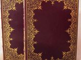 deux livres ornés de motifs dorés, posés sur une surface blanche