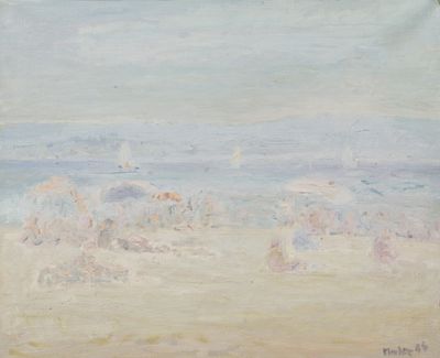 Jacques FLACHER (né en 1943) Baigneurs sur la plage, 1985