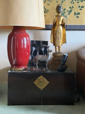 a lamp that is sitting on top of a table