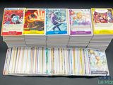 a bunch of cards sitting on top of each other on a table