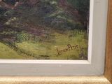 an image of a painting of a forest scene with a horse in the foreground