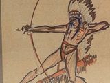 drawing of a native man with a bow and arrow in his hand