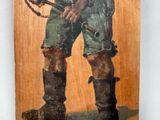 a painting of a man with a gun on a wall