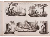 an old book with illustrations of people and animals in it