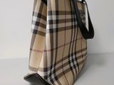 burberl checkered purse with black leather strap