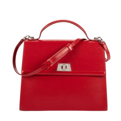 LOUIS VUITTON - SAC modèle "Sévigné" GM en cuir épi rouge, a…