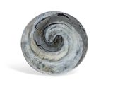 a gray and white marble object on a white surface