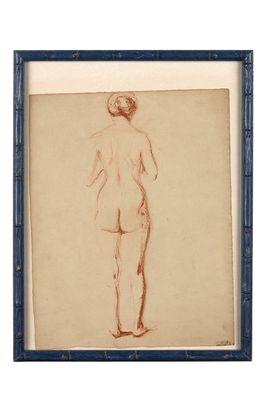 une image représentant le dessin d'un homme debout, encadré d'un cadre bleu