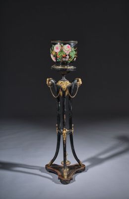 an image of a vase on a stand with flowers on it
