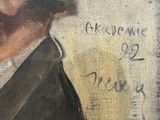 an oil painting of a man with a mustache wearing a suit and tie