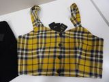 yellow and black plaid crop top