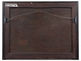 an old wooden picture frame with a wire hanging from it ' s sides