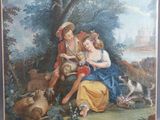 une image d'un tableau représentant un homme et une femme dans un cadre boisé