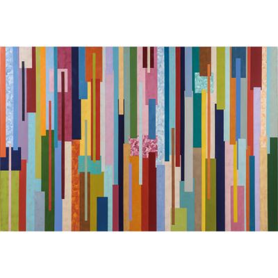 une peinture abstraite composée de lignes multicolores sur fond blanc