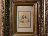 une image représentant un tableau d'une femme en robe, dans un cadre doré
