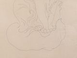 a drawing of a cat sitting on top of a cloud