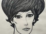a drawing of a woman with a short haircut and a necklace