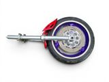 a close up of a wheel on a white surface
