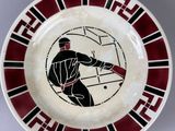 a plate with a picture of a baseball player on it