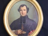 painting of a man in a black coat holding a glass