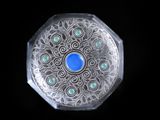 a picture of a blue stone in a clear box