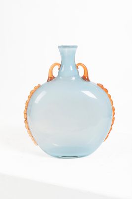Charles SCHNEIDER (1881-1953) Vase "vénitien" en verre bleu …