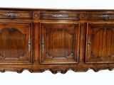 an image of a wooden sideboard with three doors and two drawers