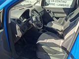 the interior of a blue car with the driver ' s seat up