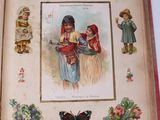an open book with a picture of a woman and a child