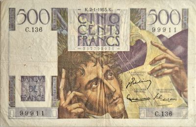 500 francs Chateaubriand 2/1/1953 TTB+
