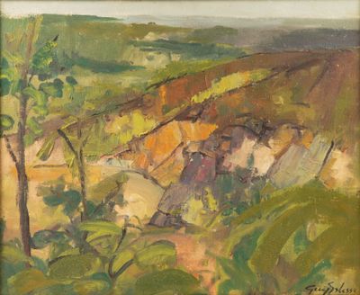 Guy SALESSE Carrière d'uranium Huile sur toile, signée en ba…